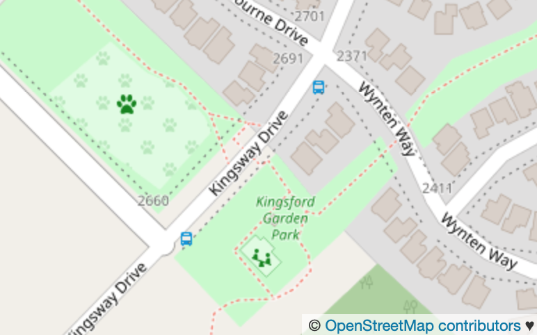 Kingsford Gardens Park map | © OpenStreetMap contributors (CC BY-SA 2.0)